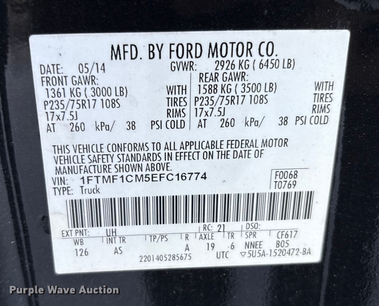 image for item EM6057 2014 Ford F150 pickup truck