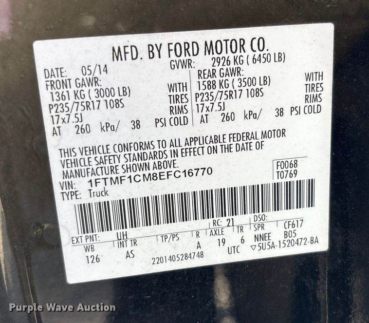 image for item EM6058 2014 Ford F150 pickup truck