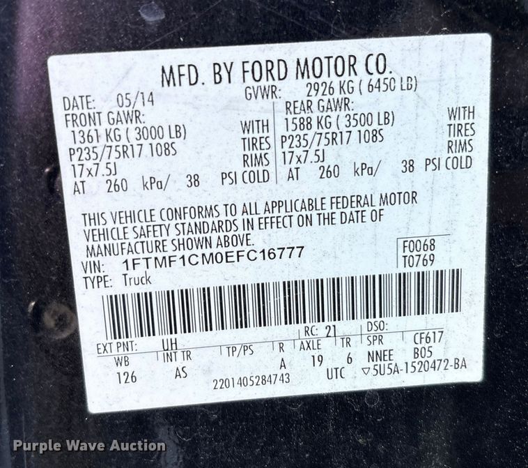 image for item EM6059 2014 Ford F150 pickup truck