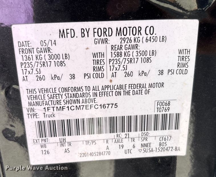 image for item EM6061 2014 Ford F150 pickup truck