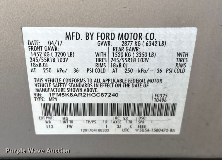 image for item EM8350 2017 Ford Explorer Police Interceptor SUV