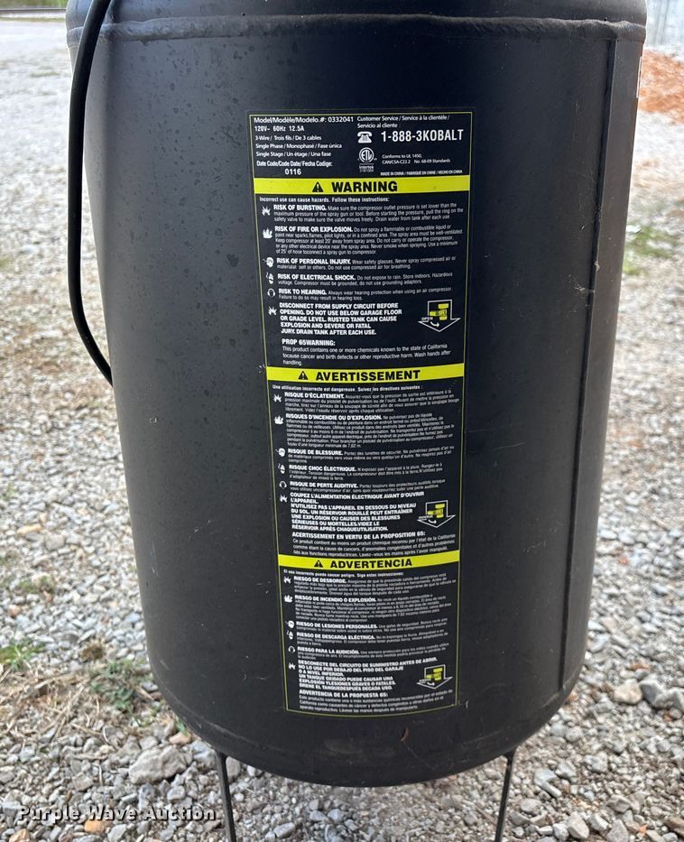 image for item EN5679 Kobalt air compressor