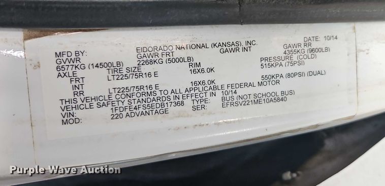 image for item EO4707 2014 Ford E450 shuttle bus