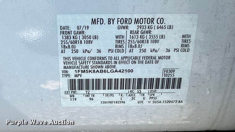 image for item ET3282 2020 Ford Explorer Police Interceptor SUV