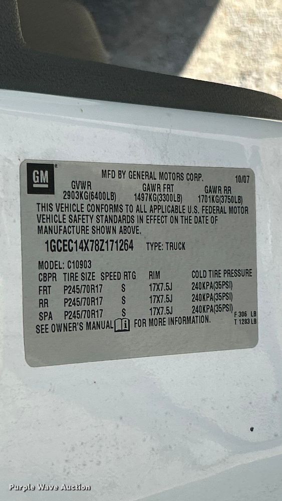 image for item ET3293 2008 Chevrolet Silverado 1500 pickup truck