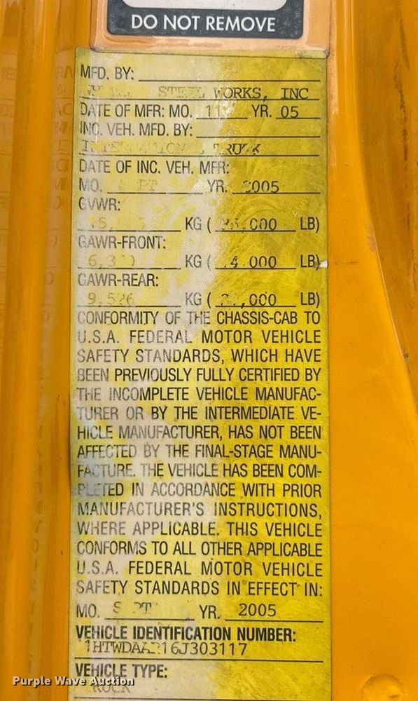 image for item ET3295 2006 International SA525 dump flatbed truck