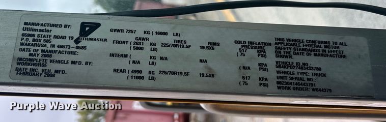 image for item ET3302 2008 Workhorse W42 delivery van