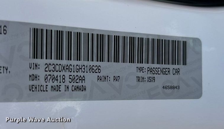 image for item ET3310 2016 Dodge Charger Police 