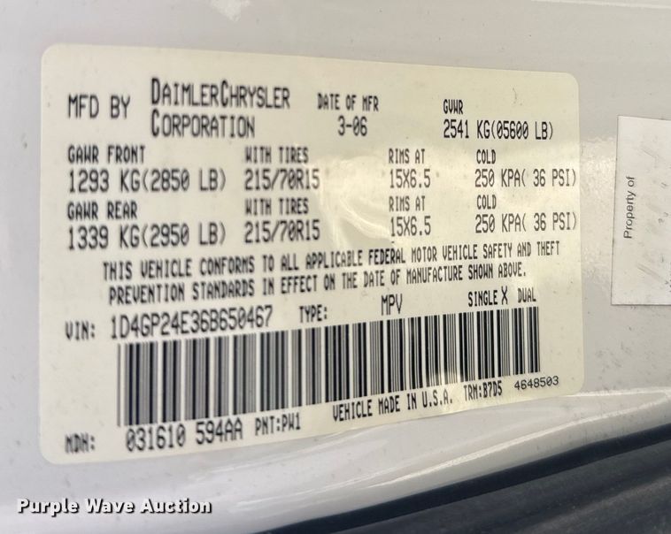 image for item EU6102 2006 Dodge Grand Caravan van