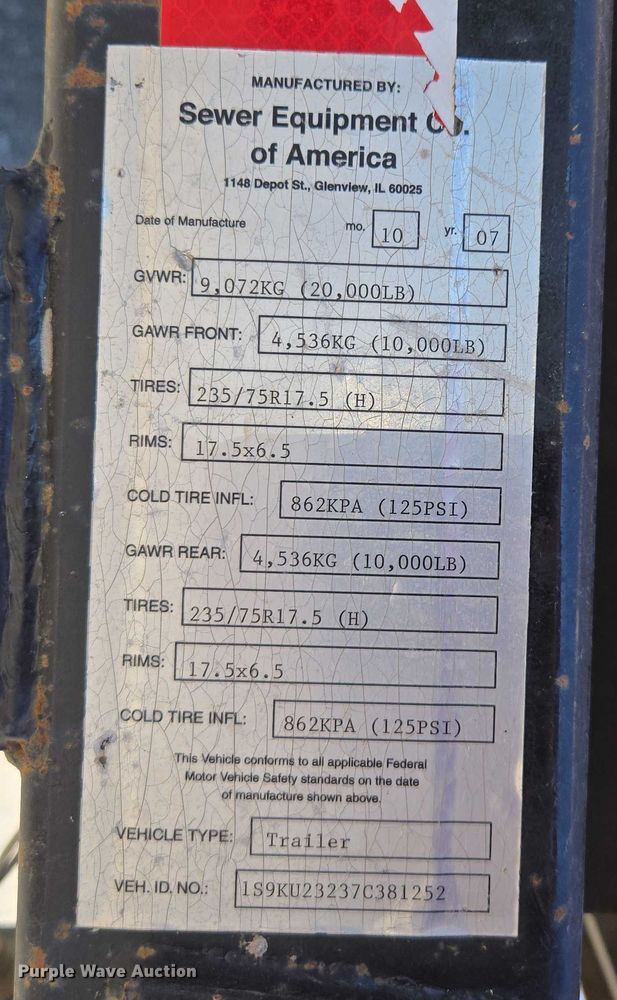 image for item EV1689 2007 Sewer Equipment vacuum excavator