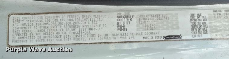 image for item EV3058 2007 Freightliner M2106 refuse truck