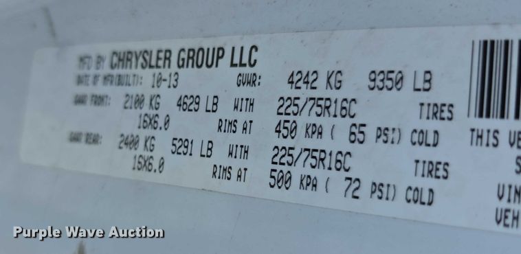 image for item FI0538 2014 RAM 3500 Promaster van