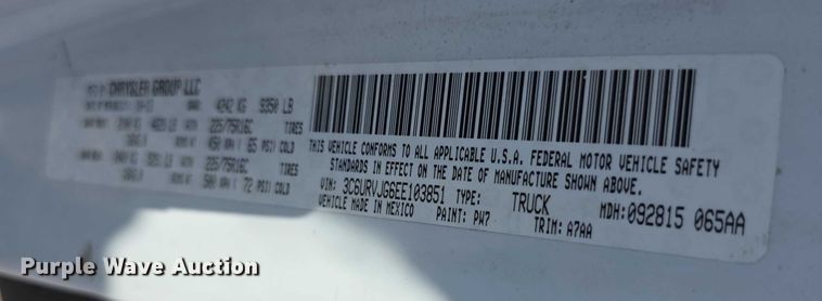 image for item FI0538 2014 RAM 3500 Promaster van