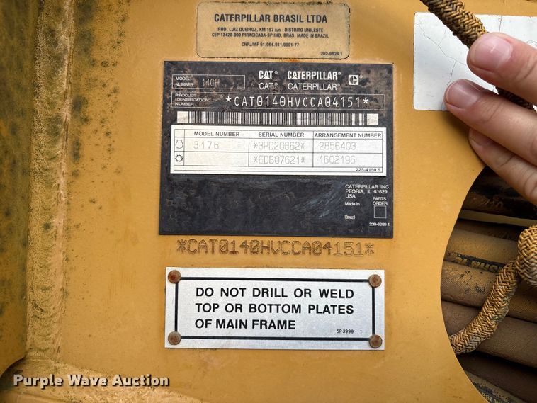 image for item IE9230 2007 Caterpillar 140H VHP Plus motor grader