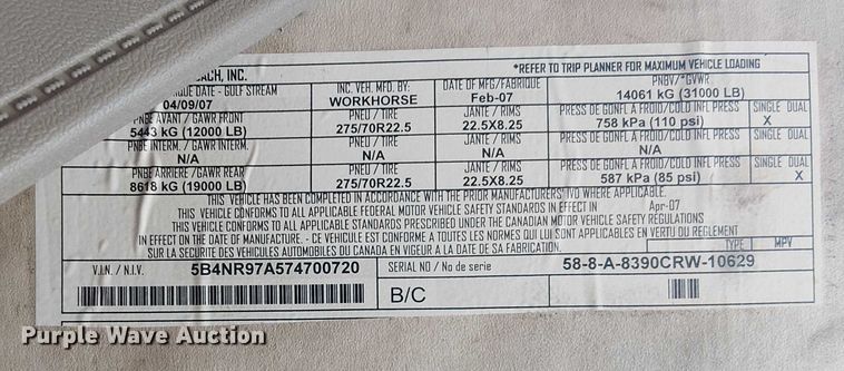 image for item DJ7827 2007 Gulf Stream 8390 Crescendo RV