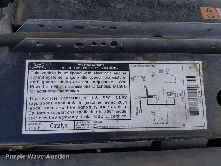 image for item DJ7835 2001 Ford Ranger pickup truck