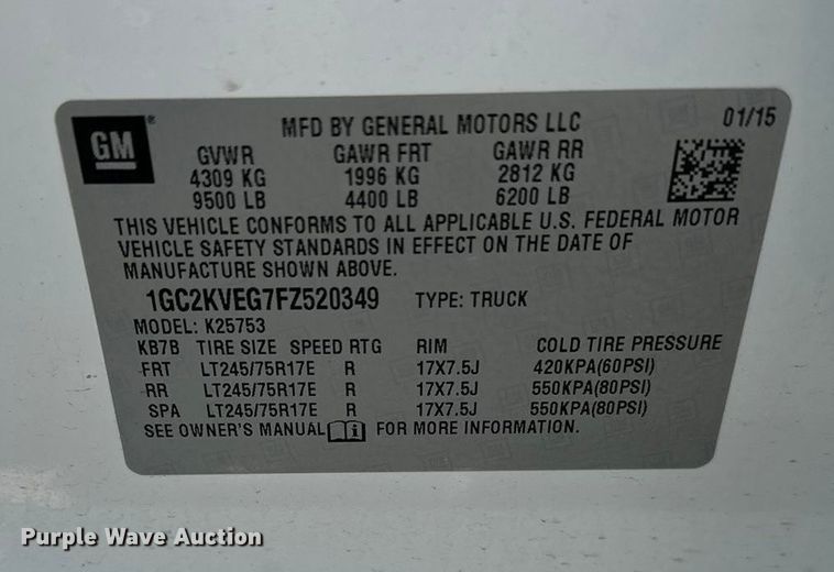 image for item DP8899 2015 Chevrolet Silverado 2500HD Double Cab pickup truck