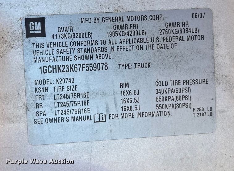 image for item DU1424 2007 Chevrolet Silverado 2500HD Crew Cab pickup truck