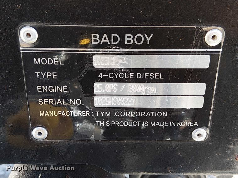 image for item DU3573 Bad Boy 1025H1 MFWD tractor