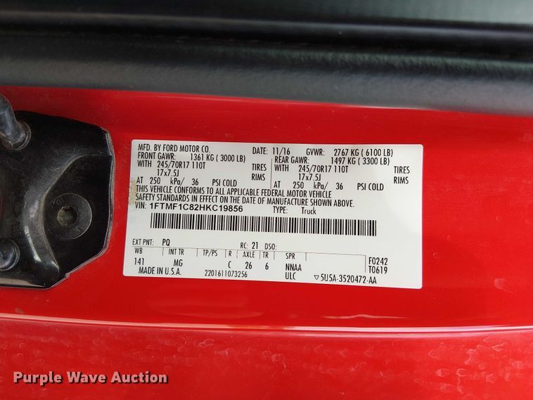 image for item DU3589 2017 Ford F150 XLT pickup truck