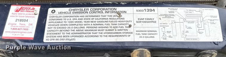 image for item DY8227 1995 Dodge Ram 2500 pickup truck cab and chassis