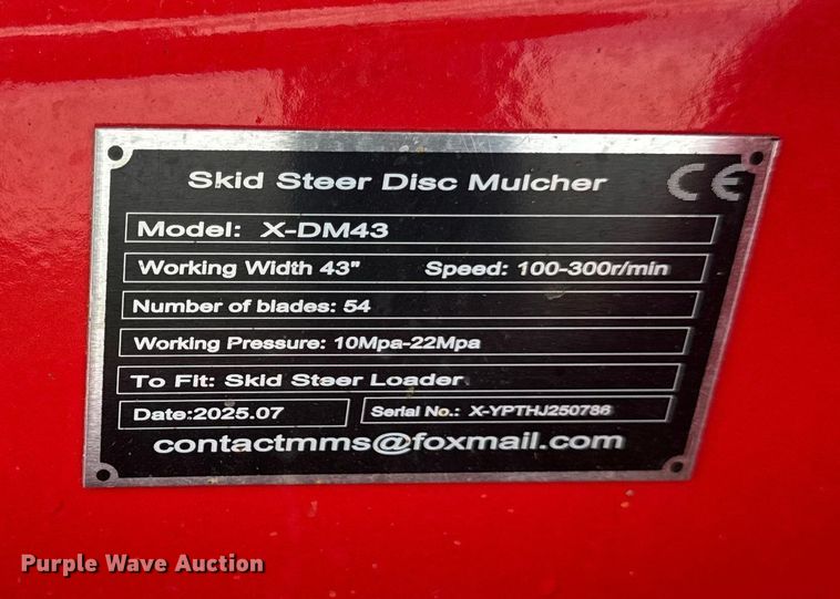 image for item DY8274 GIYI X-DM43 skid steer disc mulcher