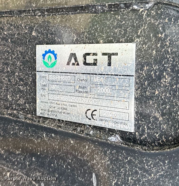 image for item DY8278 2025 AGT SSHH680 skid steer breaker