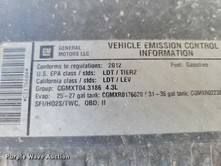 image for item DZ6747 2012 Chevrolet Silverado 1500 pickup truck