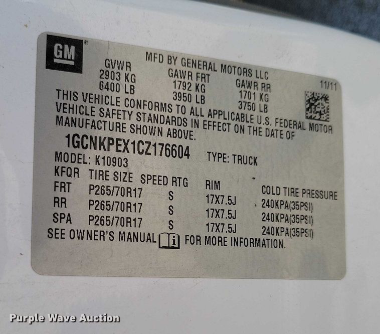 image for item DZ6747 2012 Chevrolet Silverado 1500 pickup truck