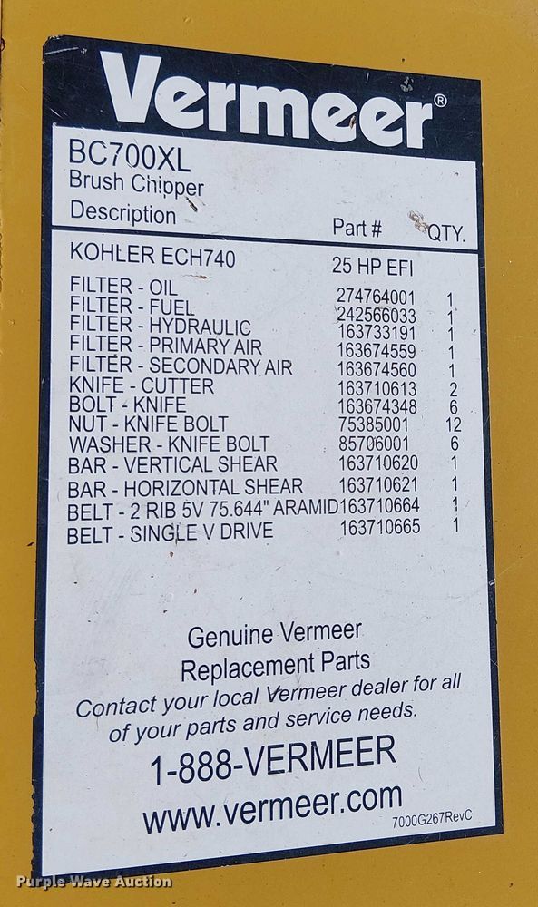 image for item EC1208 2019 Vermeer BC700XL wood chipper