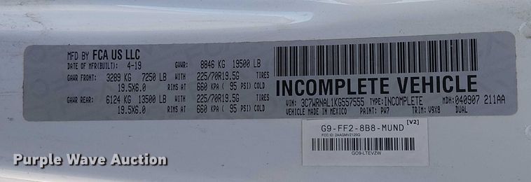 image for item EC1212 2019 RAM 5500 flatbed truck