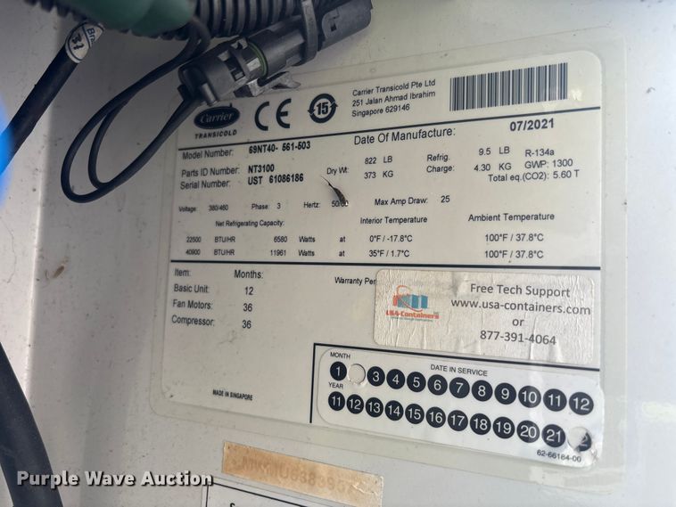 image for item EC3851 2022 USA-Containers refrigerated shipping container