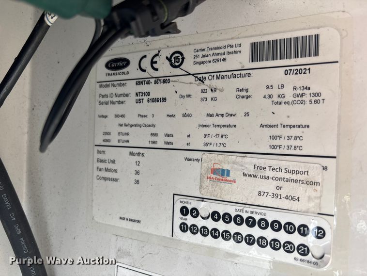 image for item EC3854 2022 USA-Containers refrigerated shipping container