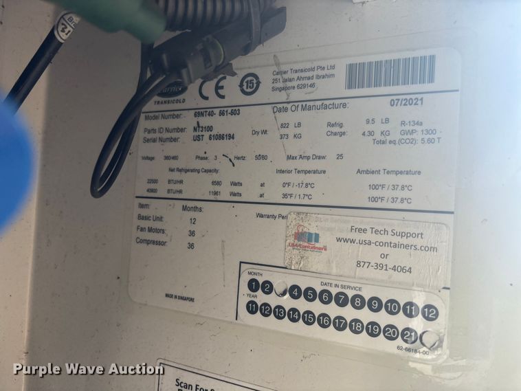 image for item EC3855 2022 USA-Containers refrigerated shipping container