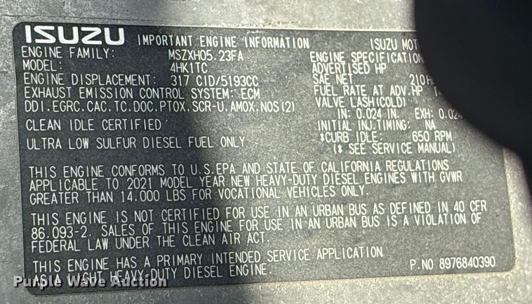 image for item EC8031 2022 Isuzu NQR Crew Cab box truck