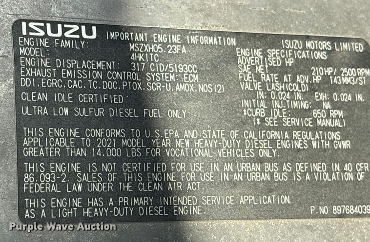 image for item EC8031 2022 Isuzu NQR Crew Cab box truck