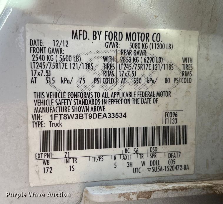 image for item EC8040 2013 Ford F350 Super Duty Crew Cab pickup truck