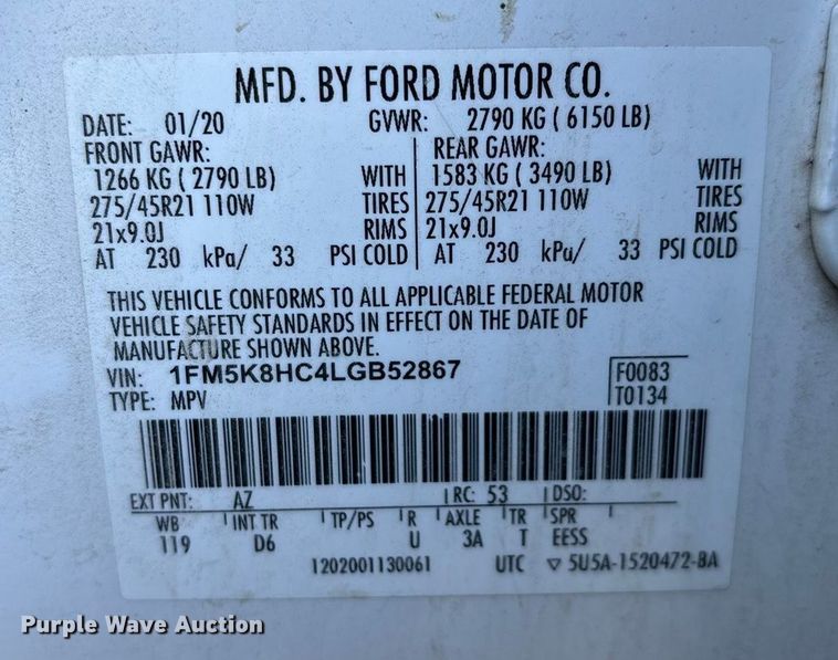 image for item ED2268 2020 Ford Explorer SUV