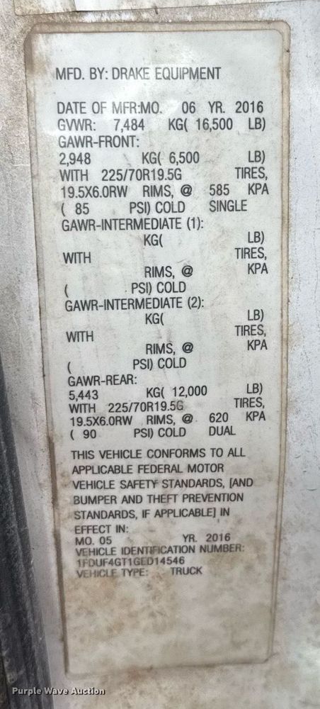 image for item ED5777 2016 Ford F450 Super Duty XL flatbed truck