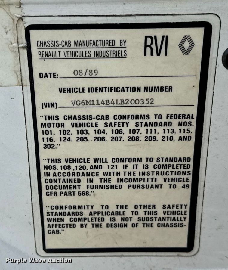 image for item EF2196 1990 Mack MS250 box truck