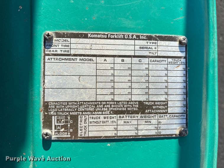 image for item EF6072 Komatsu F G25T-14 forklift