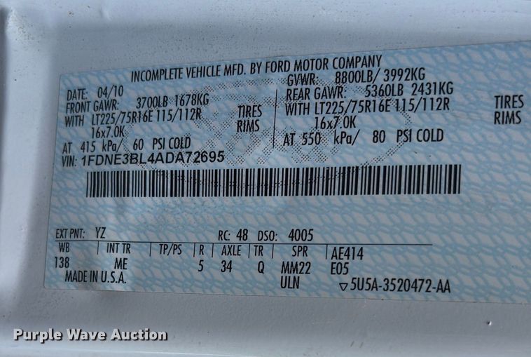 image for item EH7514 2010 Ford E350 van