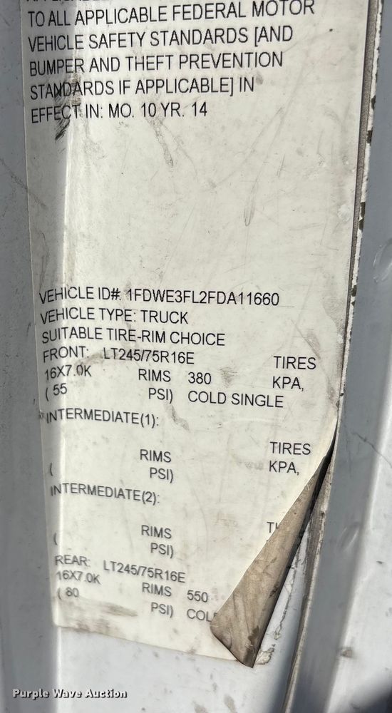 image for item EM6067 2015 Ford E350 Super Duty box truck