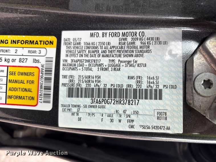 image for item EM6102 2017 Ford Fusion 