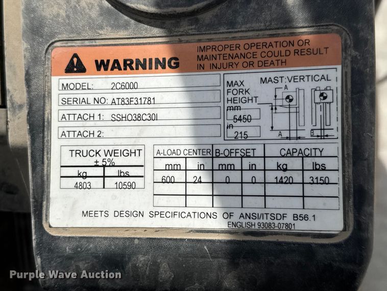 image for item EM8283 Caterpillar 2C6000 forklift