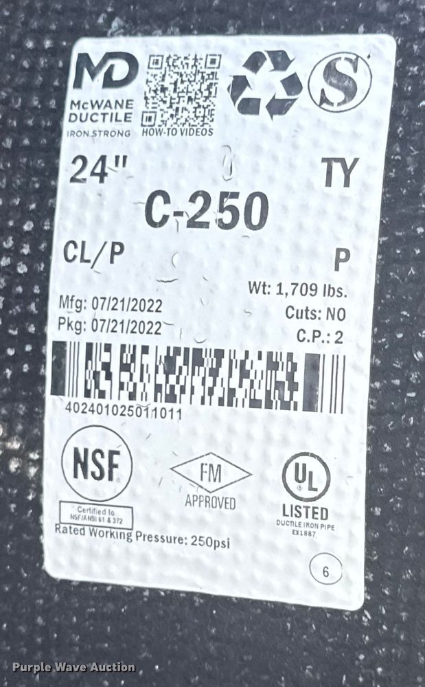 image for item EM8320 McWane C-250 ductile iron pipes