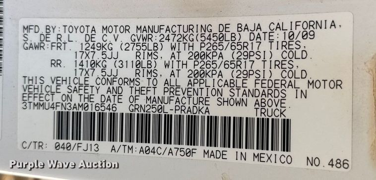 image for item EM8324 2010 Toyota Tacoma TRD Sport Double Cab pickup truck