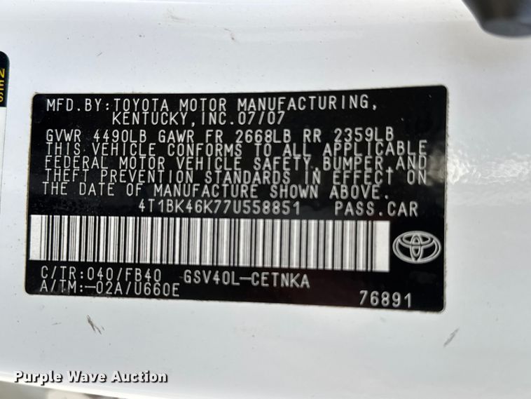 image for item EM8373 2007 Toyota Camry 