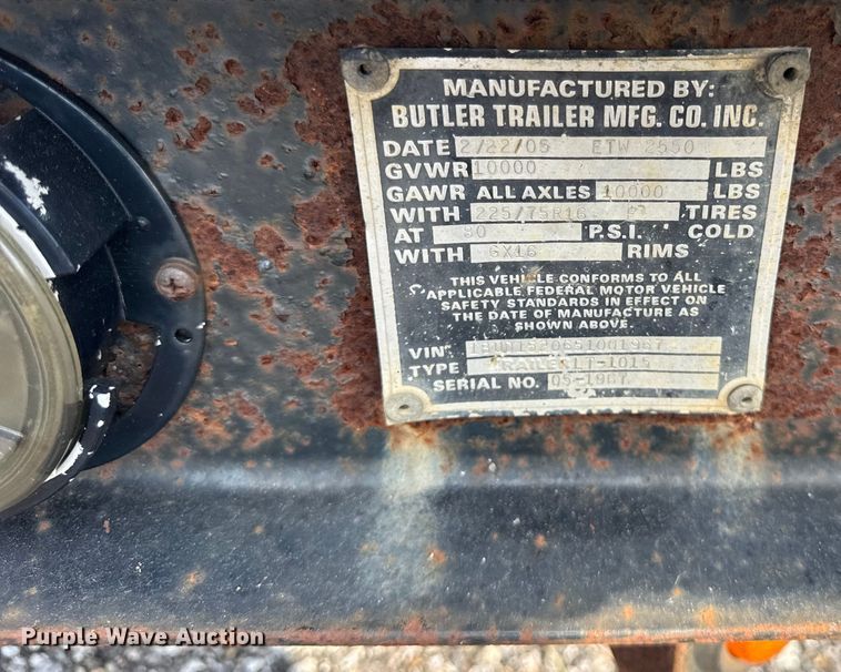 image for item ER0175 2005 Butler tilt deck equipment trailer