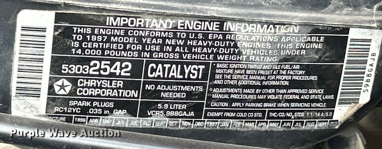 image for item ET3080 1997 Dodge Ram 3500 dump bed pickup truck